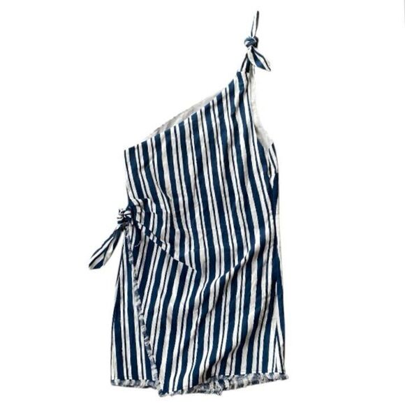 Simon Miller Ren One Shoulder Linen Blend Wrap Mini Dress NWT Size 12/Large - Picture 3 of 6